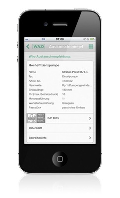 Mit der App Wilo-Assistent für Smartphones und Tablets lässt sich in Sekundenschnelle die richtige Hocheffizienzpumpe ermitteln.