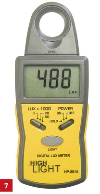 Luxmeter (Digital Lux Meter HP-881A) zur Messung der Beleuchtungsstärkewerte. - © Greule
