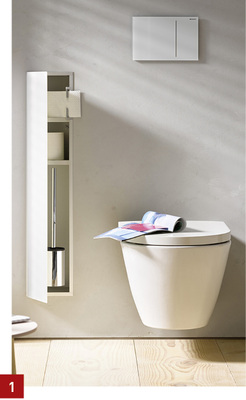 <p>
1 Das Raumsystem Asis beinhaltet ein höhenreduziertes WC-Modul in klassischer Ausführung sowie eine Variante mit durchgehender, rahmenloser Glasoberfläche.
</p>