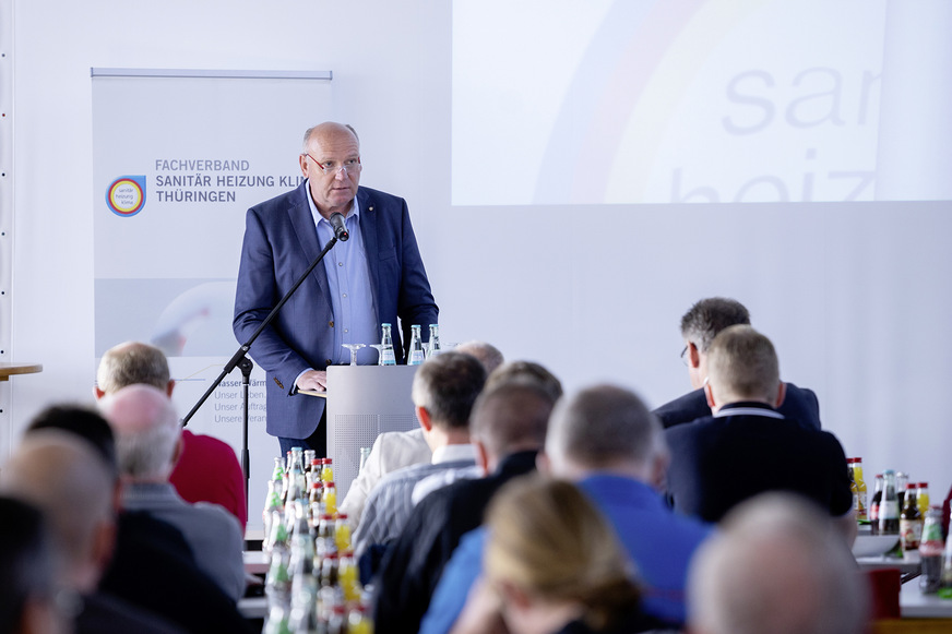 Landesinn﻿ungsmeister Wolfgang Borz betonte die Verantwortung der Installateure bei der Versorgung mit Trinkwasser bei höchsten Qualitäts- und Hygieneansprüchen.