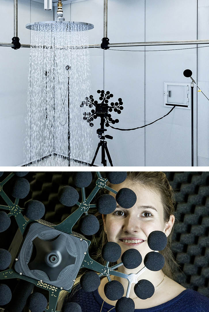 Bei der Geräuschanalyse kommen ungewöhnliche technische Gerätschaften zum Einsatz, zum Beispiel eine akustische Kamera.