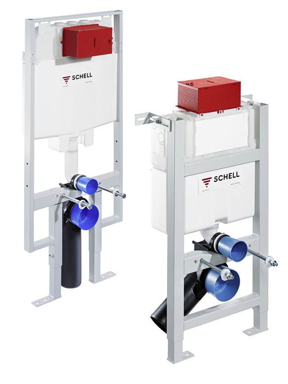 Montus-Montagemodule C&nbsp;90 und 820 C mit WC-Spülkasten von Schell.