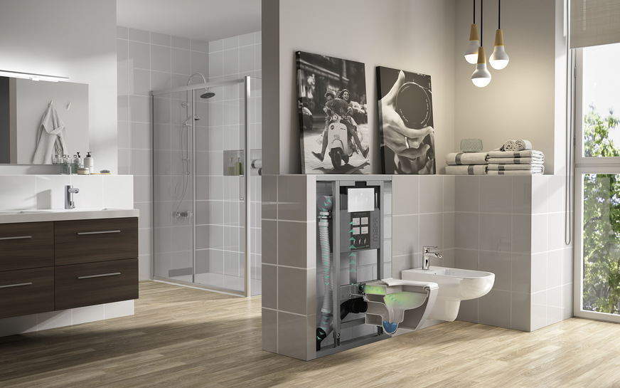 Bild 7: Im VariVit-Vorwandsystem einsetzbares Air-WC-Element von Mepa.