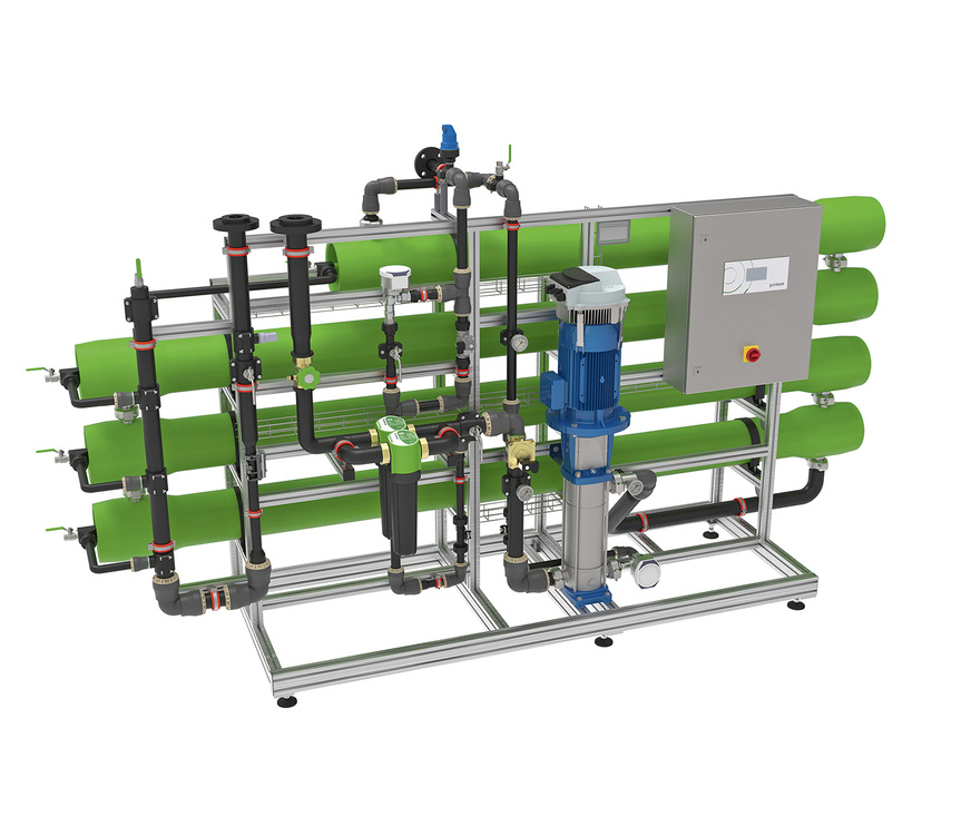 Die Umkehrosmoseanlagen ­osmoliQ von Grünbeck sorgen für entsalztes Wasser.