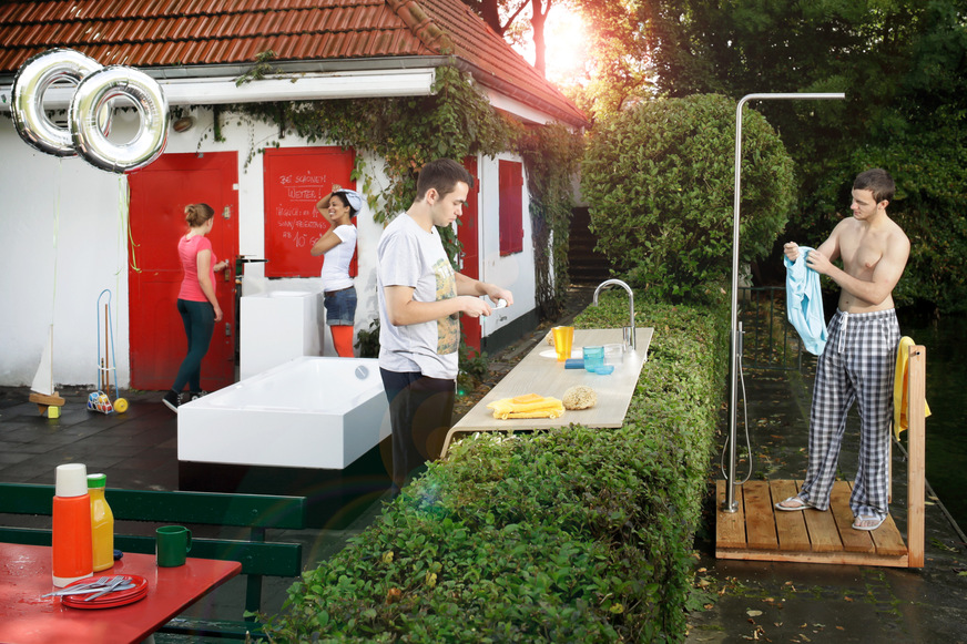 Für Fitness-Fans bietet das Outdoor-Badezimmer geradezu paradiesische Möglichkeiten.&nbsp;