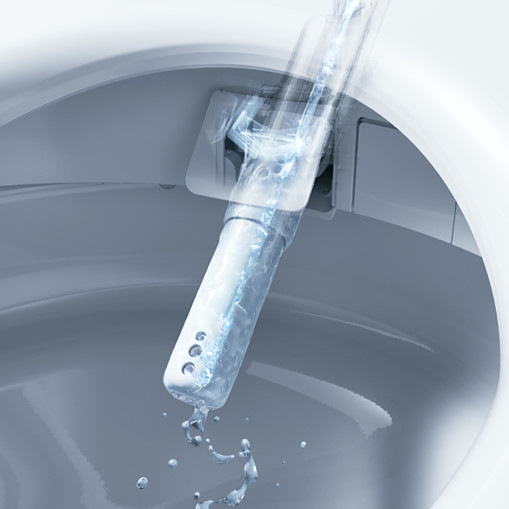 Das Becken und die Düse werden nach jeder Nutzung mit elektrolytisch aufbereitetem Wasser gereinigt - für lang anhaltende und nachhaltige Sauberkeit.