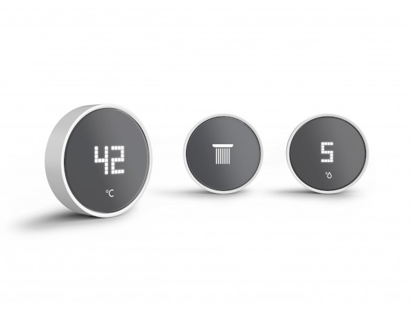 RainButton steht für eine neuartige, flexible und intuitive Art des Duscherlebnisses. Die frei platzierbaren Bedienknöpfe steuern präzise Strahlart, Temperatur und Wassermenge – mit nur einem Fingertipp. Erstmals wird eine Trennung von Bedienung und Armatur hergestellt.