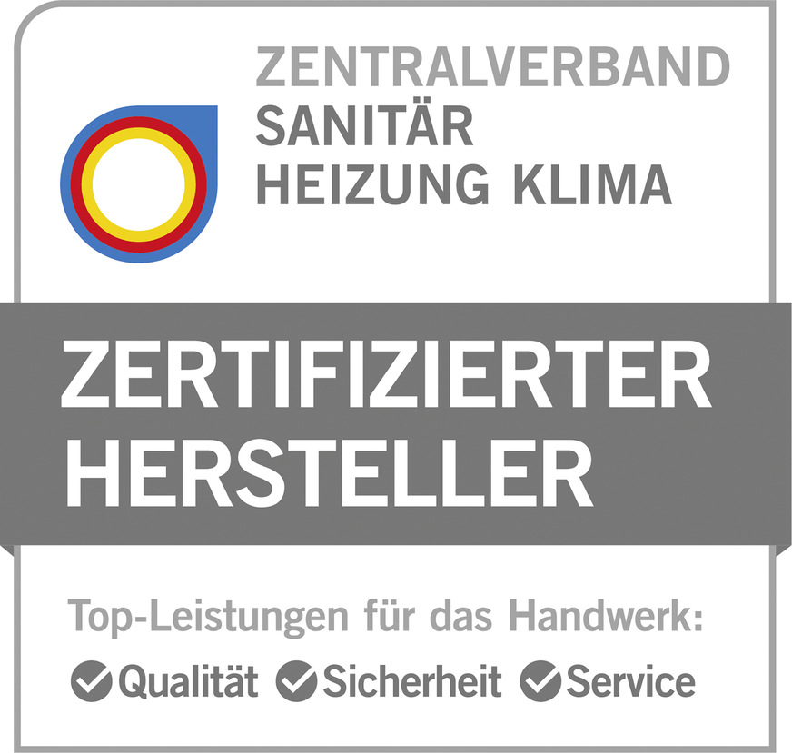 Im Logo zum Qualitätszeichen kommt alles zusammen: Qualität, Sicherheit und Service sind wichtige Leistungsmerkmale, die bei einem Hersteller anhand von 36 Kriterien in 7 Bewertungsbereichen während der Zertifizierung geprüft werden.