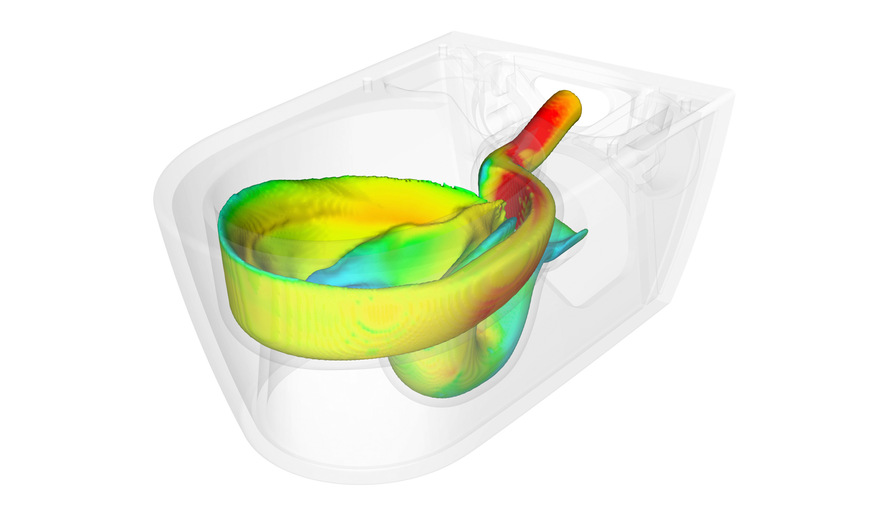 Die Turbo-Flush-Spültechnologie: Der Wasserstrom vollzieht eine spiralförmige Bewegung und spült dadurch laut Anbieter die Keramik gründlicher und leiser aus als bei einem herkömmlichen WC.