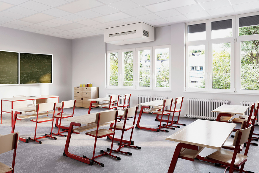 Dezentrale Lüftungssysteme sind Stand der Technik, einfach zu installieren und können die Luftqualität in Unterrichtsräumen automatisiert sicherstellen.