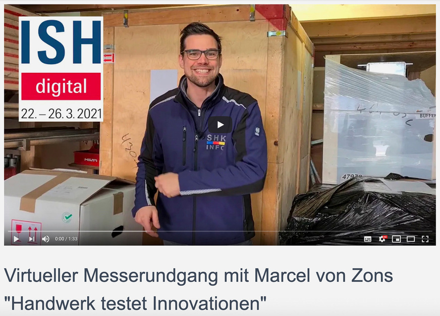 Fachsimpelei: SHK-Unternehmer Marcel von Zons hatte sich etliche Innovationen schicken lassen und kommentierte, was demnächst in der SHK-Branche zur (Produkt-)Wahl steht.