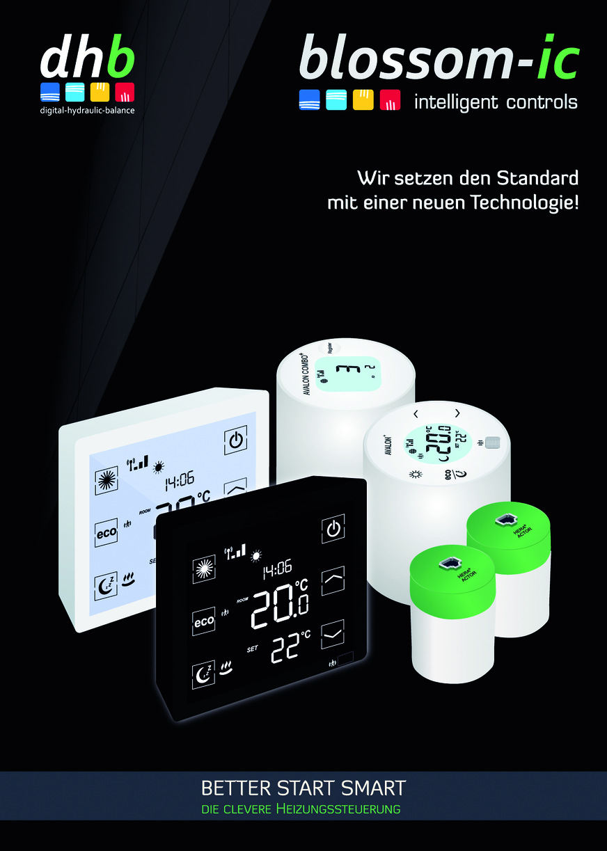 Im neuen blossom-ic-Gesamtkatalog werden Lösungen für den selbstlernenden hydraulischen Abgleich von Ein-/Zweirohrheizungen und Flächenheizungen vorgestellt.
