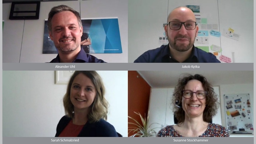 Die Bosch Thermotechnik UX Experten und Teilnehmer des ExpertTalks UX - von links oben im Uhrzeigersinn: Alexander Uhl, Jakob Kytka, Susanne Stockhammer und Sarah Schmalzried.