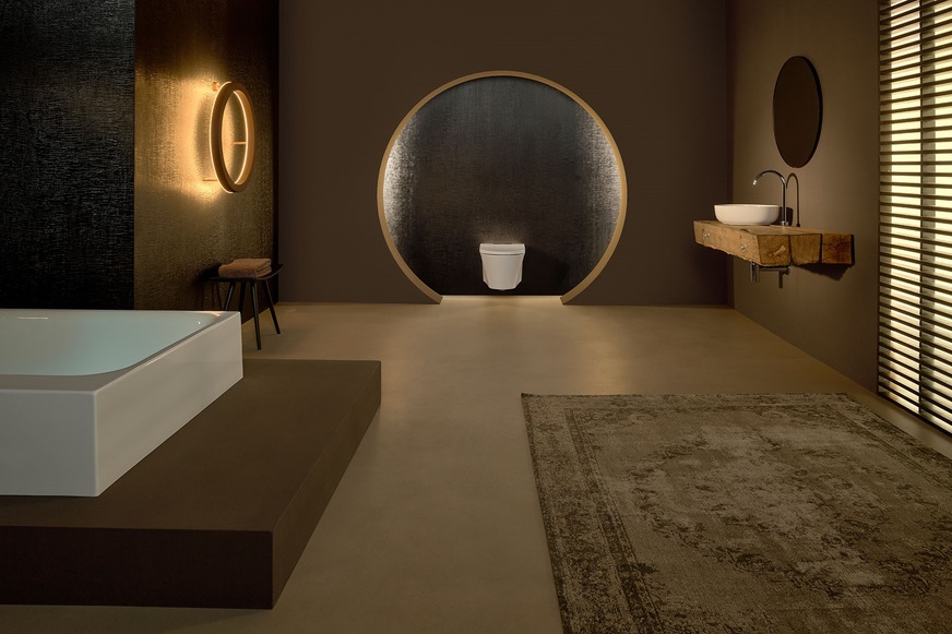 Ganz so pompös wie auf diesem Beispielbild von Axent muss es ja nicht sein, aber die Botschaft ist klar: ein Washlet/Dusch-WC wertet jedes Bad auf.&nbsp;