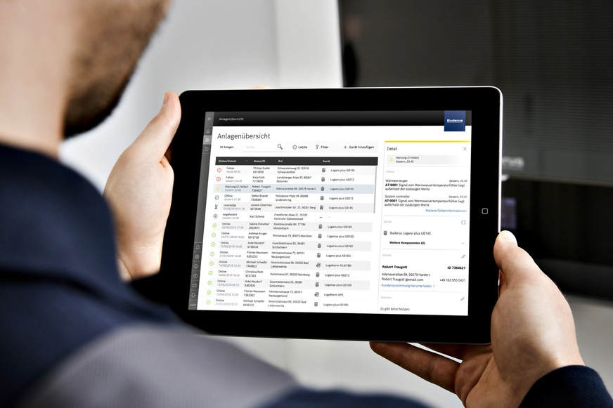 Mit dem neuen Webportal Buderus ConnectPro haben Installateure die Kundenanlagen immer im Blick und können bei einem Serviceeinsatz schnell und effizient reagieren.