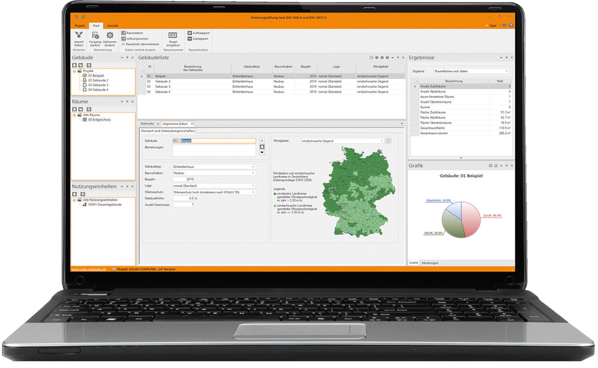 … bis hin zu produktneutralen Lüftungskonzeptplanungsprogrammen mit Schnittstellen zu Energieanalyse-, Heizlast- oder CAD-Programmen.