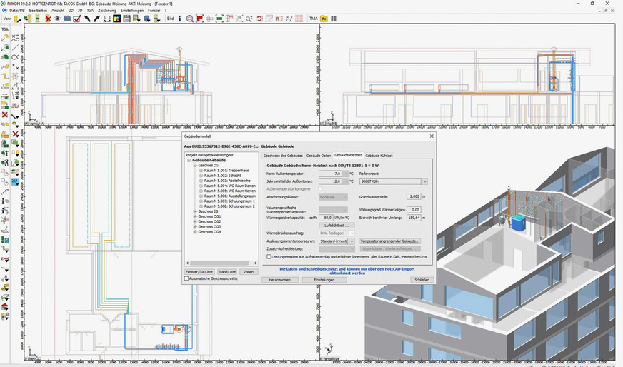 In CAD-Programme integrierte Heizlast-Rechner ermöglichen eine interaktive Optimierung von Projekten.