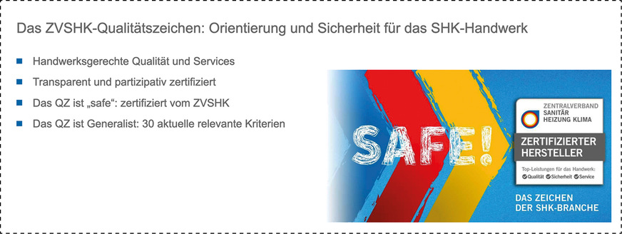 Über die wichtigsten Punkte hinaus gibt es derzeit insgesamt 30 Kriterien in 7 Kategorien, die von den Herstellern für die QZ-Zertifizierung zu erfüllen sind. Mit dem QZ ist man safe.