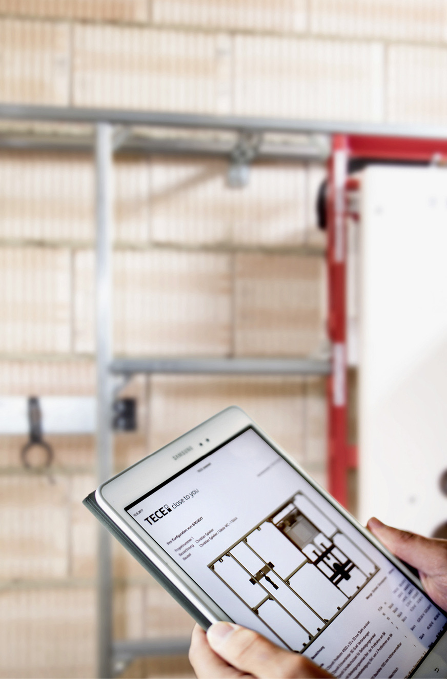 Die Planung von Sanitärwänden wird mit der klar strukturierten Anwendersoftware Tecesmartwall besonders einfach.