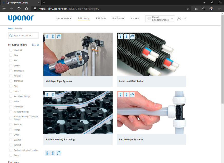 Die Bibliothek der Plattform umfasst die aktuellen BIM-Modelle aller Uponor Produkte und basiert auf openBIM-Industriestandards – das sichert einen reibungslosen Datenaustausch.