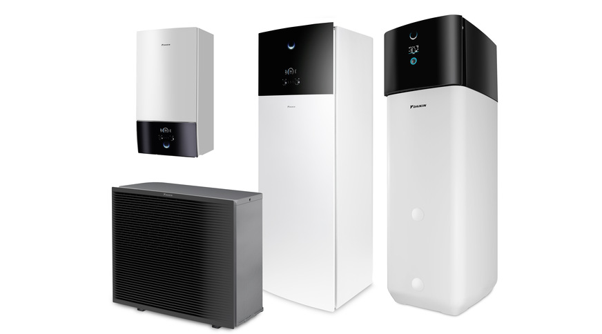 Mit Geräten von Pluggit kombiniert werden kann künftig das gesamte Portfolio an Daikin Altherma Wärmepumpen (abgebildet&nbsp; verschiedene Modelle der&nbsp;Daikin Altherma 3 H HT).