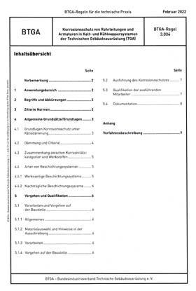 Deckblatt der neuen BTGA-Regel 3.004