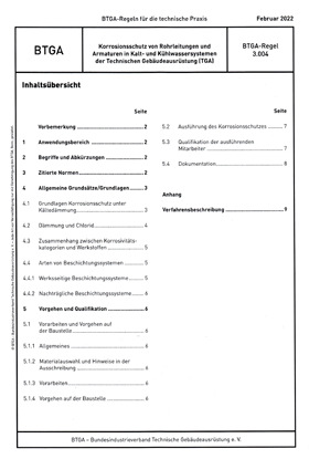 Deckblatt der neuen BTGA-Regel 3.004