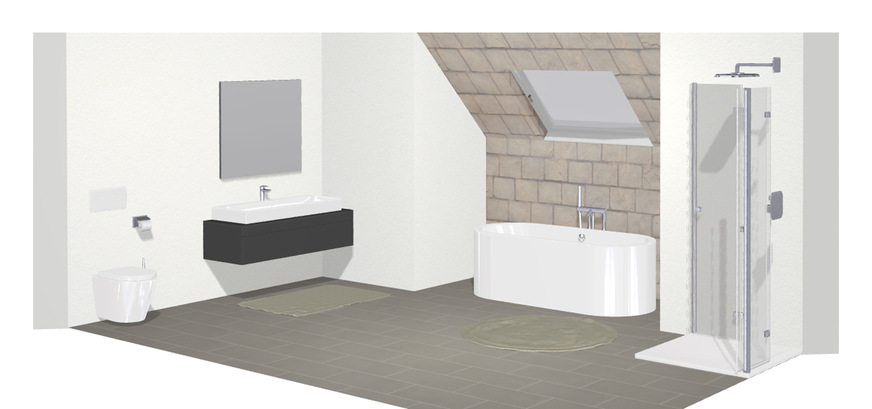 Erker, Nischen oder Dachschrägen? Kein Problem – mit dem Online-Badplaner kann das eigene Badezimmer 1:1 nachgebaut werden.