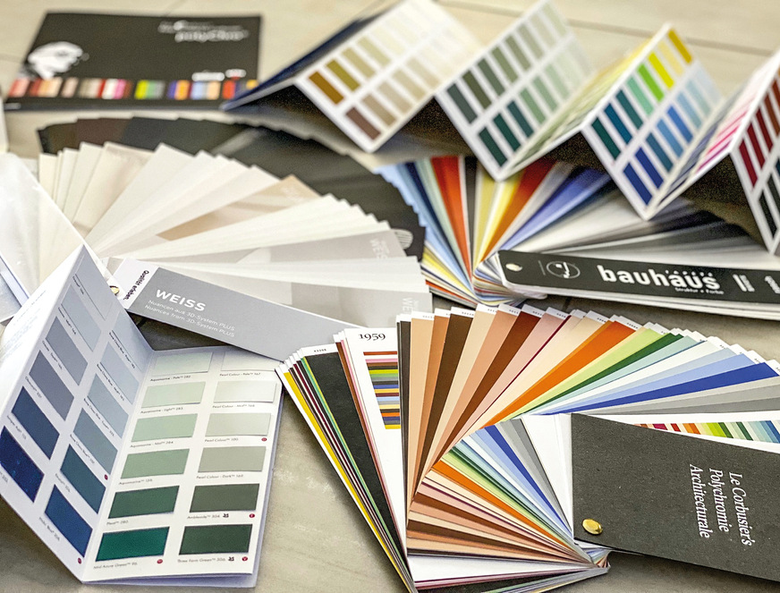 6 Mit gut ausgewählten ­Farbkombinationen in kleinen Kollektionen überzeugen Sie schneller als mit dem dicken ­abgenutzten Fächer aus dem Baumarkt. Besonders ­bewährt seit Jahrzehnten: die Polychromie ­Architecturale nach Le Corbusier.