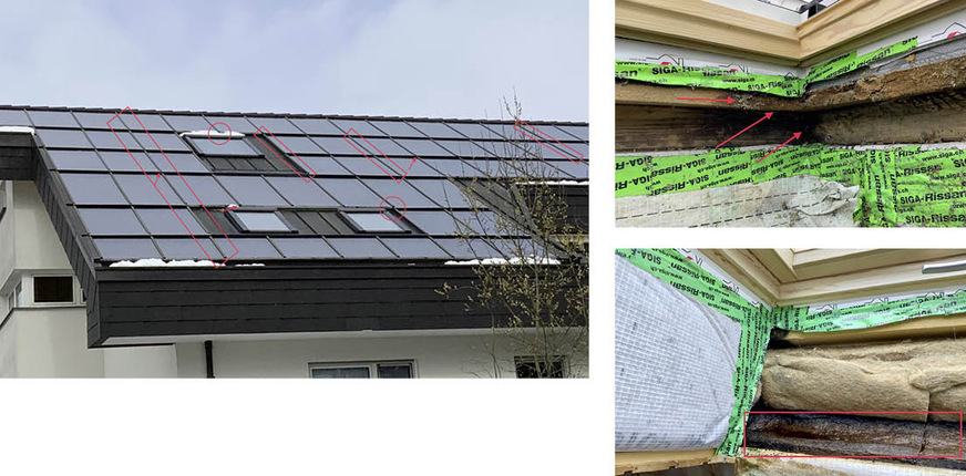 Ein weiteres Gutachtenthema: Die Solarthermieanlage auf einem Mehr­familienhaus weist Undichtigkeiten/Mängel in der handwerklichen Anbringung der Kollektoren auf dem Dach auf. Das führte zu eindringendem Wasser im Dach. Es entstand ein erheblicher Wasserschaden an der Dachkonstruktion und in der Dachgeschosswohnung.