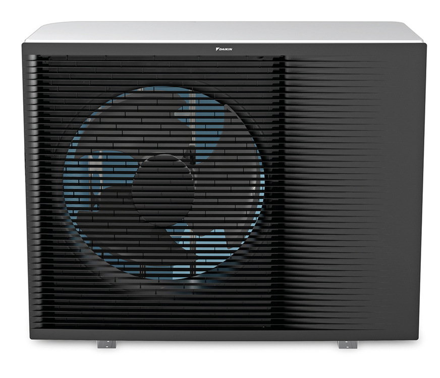 Bild 2: Die Form der Ventilatoren minimiert die Schallentwicklung der Wärmepumpe Daikin Altherma 3&nbsp;H HT/3 H MT. Zudem spielt es eine Rolle, dass der Ventilator nicht sichtbar ist (Psychoakustik).