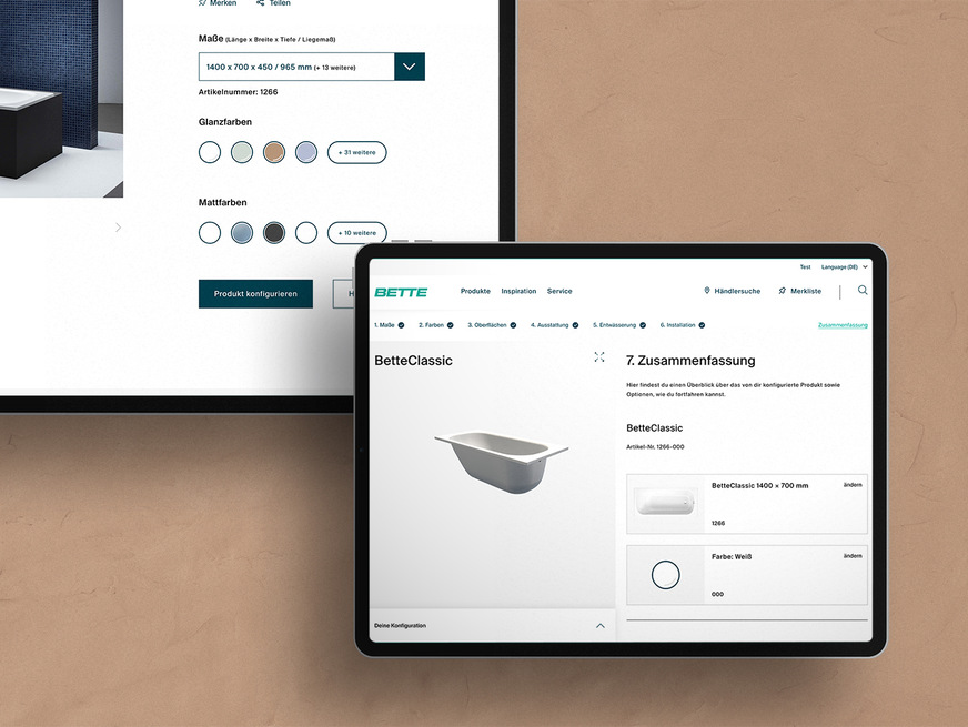 Individuelle Badplanung leicht gemacht: Mit dem neuen Online-Produkt-Konfigurator von Bette lässt sich das gewünschte Badelement per Mausklick zusammenstellen.