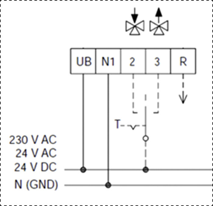 Bild 7: Elektrisches Schema der 3-Punkt-Regelung.