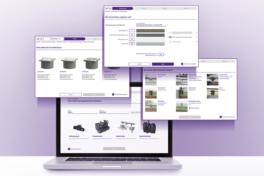 Einfacher denn je zum Produkt mit dem Planungsassistent Ablauftechnik in Kessel SmartSelect.