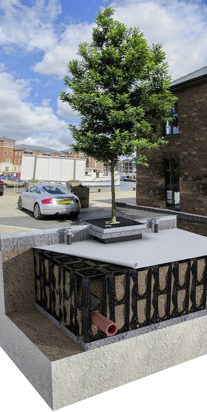 Ein Wurzelkammersystem für Stadtbäume.