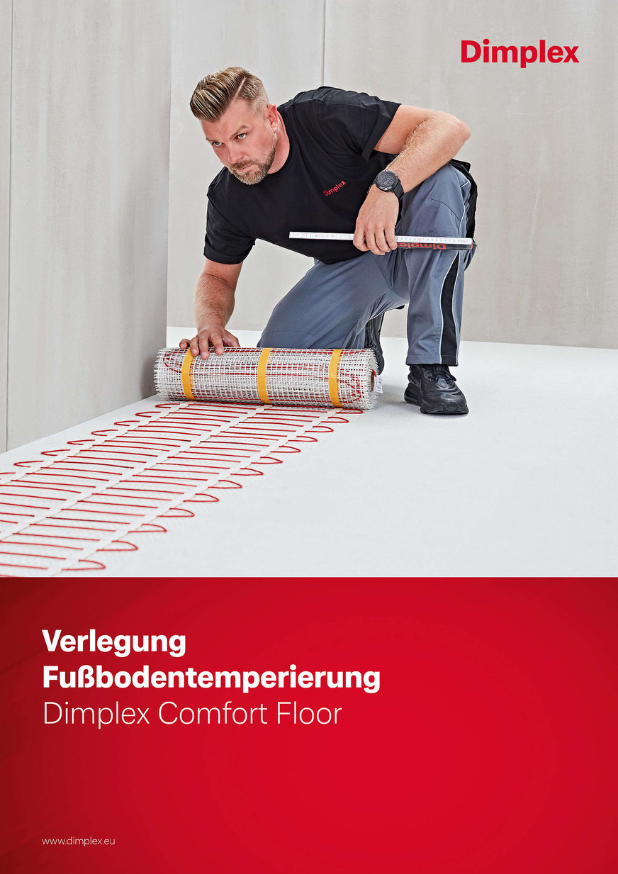 Dimplex-Handbuch „Verlegung Fußbodentemperierung“.