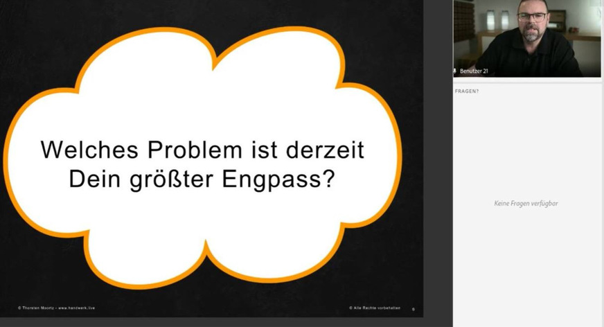 Mit vielen Zwischenfragen band Thorsten Moortz die aktuelle Situation der Teilnehmer in seinen Vortrag ein.