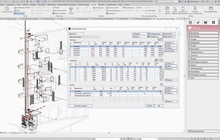 Für den hydraulischen Abgleich berechnet die Software auch die Voreinstellwerte für Heizkörperventile und Strangarmaturen.