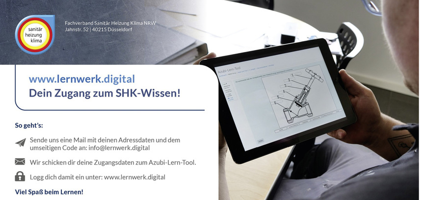 Das Azubi-Lern-Tool ist ein digitales Werkzeug zur Überprüfung des Wissensstandes rund um den Anlagenmechaniker SHK.