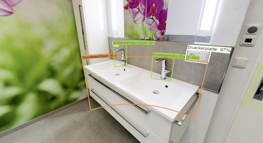 Wenn eine KI nicht auf alle Objekte, die in einem Raum vorkommen, trainiert wurde, findet sie gerne falsche positive Elemente. Wie z. B. eine WC-Drückerplatte, die in Wirklichkeit Steckdosen sind, was der KI aber leider bisher unbekannt ist.