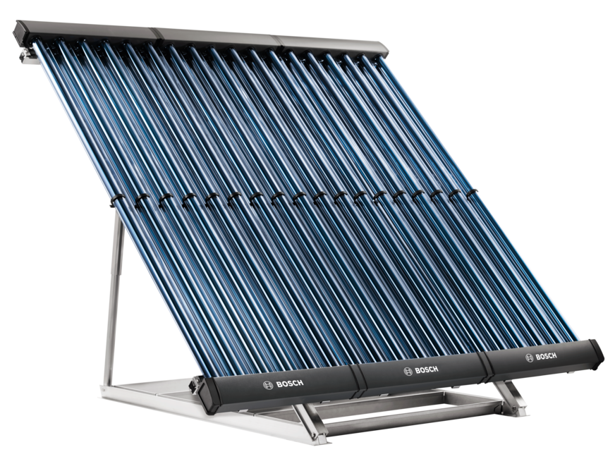Der Vakuum-Röhrenkollektor Solar 8000 TV ist mit doppelwandigen Vakuum-Glasröhren und einer hochselektiven Beschichtung sowie CPC-Spiegel (Compound Parabolic Concentrator) ausgestattet.