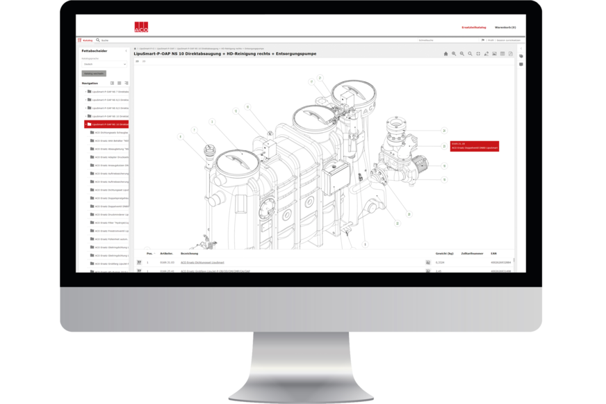 Der neue, sehr einfach nutzbare Online-Ersatzteilkatalog von ACO Service hilft Installateuren, Zeit und Aufwand im Büro zu sparen.