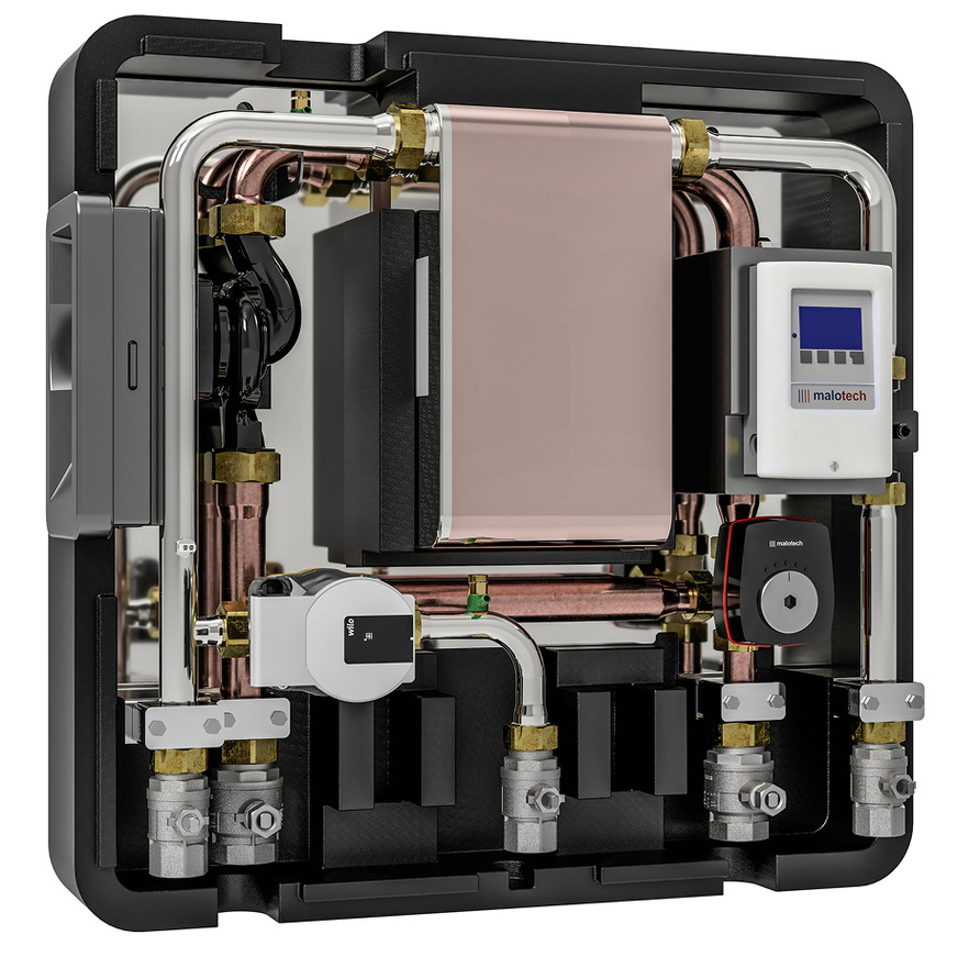 Das Konzept aus intelligenter Software (intern) in ­Verbindung mit Sensoren (extern im System) bewirkt, dass heißes Wasser temperaturabhängig dosiert in die Wärmeübertragereinheit gezogen wird.