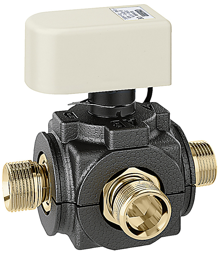 Ein wichtiges Detail des motorisierten Drei-Wege-Kugelumschaltventils der Serie 6445 für den Einsatz in Wärmepumpensystemen ist die Isolierung.