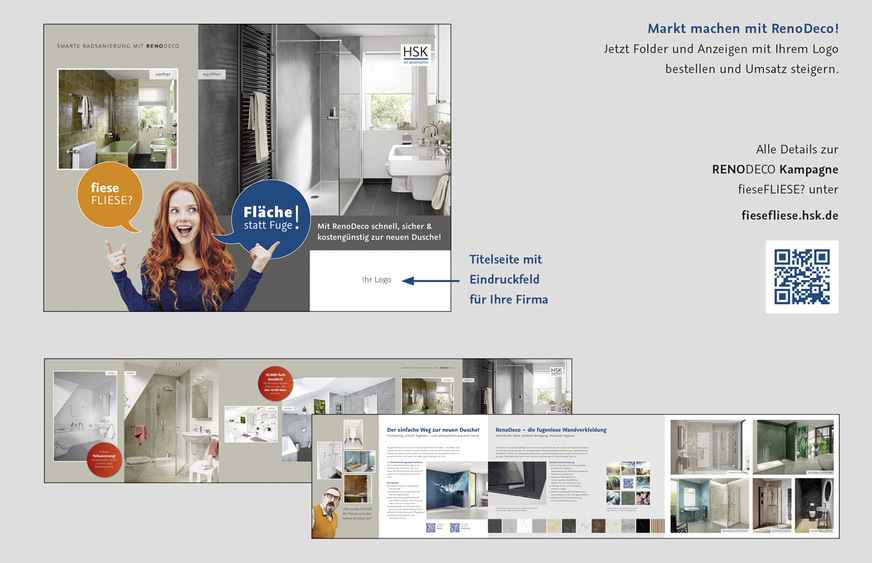 ﻿Wie man mit einfachen Lösungen ­attraktive Margen schafft, inklusive der verschiedensten Anwendungsbereiche, Vorteile sowie Handhabung von RenoDeco, erklärt die Kampagnen­broschüre zu „Fiese Fliese“.