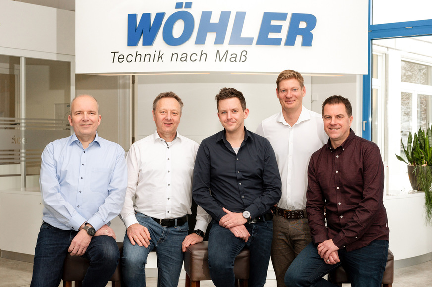 Die neue Geschäftsleitung der Wöhler Technik GmbH: Elmar Schrader, Johannes Lötfering, Dr. Michael Poeplau, Brian Gebers und Christian Beyerstedt (v.l.n.r.)