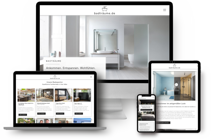 Als zentrale Endkundenplattform ist badträume.de der Ort, an dem Verbraucher Information und Inspiration zur Badgestaltung finden.