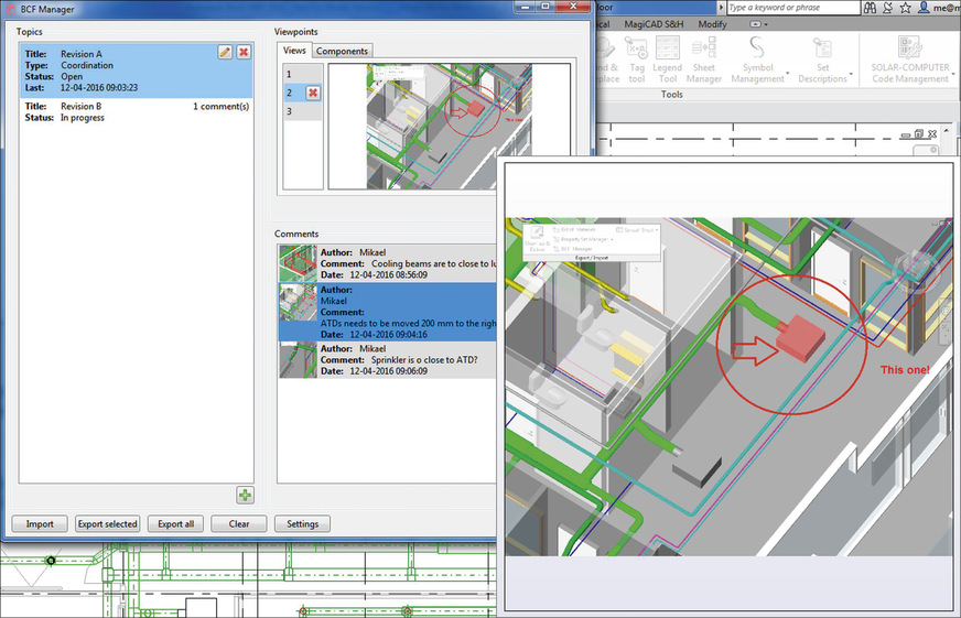 BIM-Fachmodelle mit den Projektpartnern besser koordinieren zu können, lassen sich Kommentare, Anfragen oder Kollisionsberichte über das BCF-Format digital austauschen.