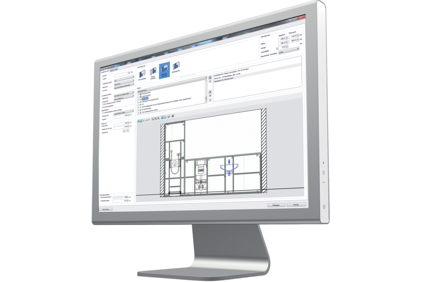 Planungsassistenten im Geberit ProPlanner helfen bei der Eingabe der Projekt- und Gebäudedaten oder der Werkstoffauswahl.