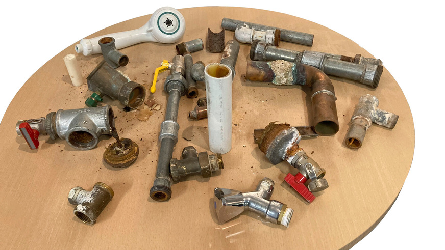 So sieht es in vielen Trinkwasser-Installationen aus: Ablagerungen und Inkrustationen, Leitungen mit deutlich verkleinertem Querschnitt, Korrosionsschäden, verkalkte Armaturen.